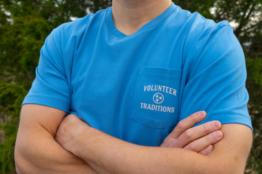 Stone Blue Classic Tennessee Outline Pocket Tee