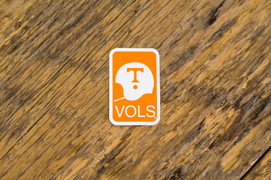 University of Tennessee Licensed Decal Stickers on Wood. Orange University of Tennessee Helmet Decal.