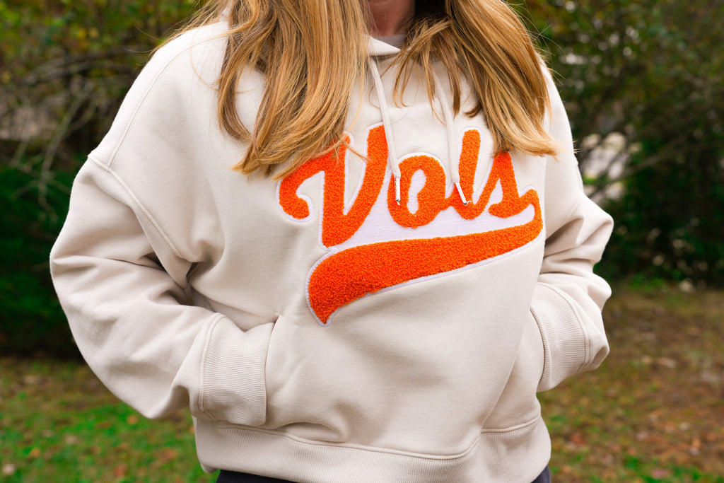 Script Vols Chenille Cropped Hoodie