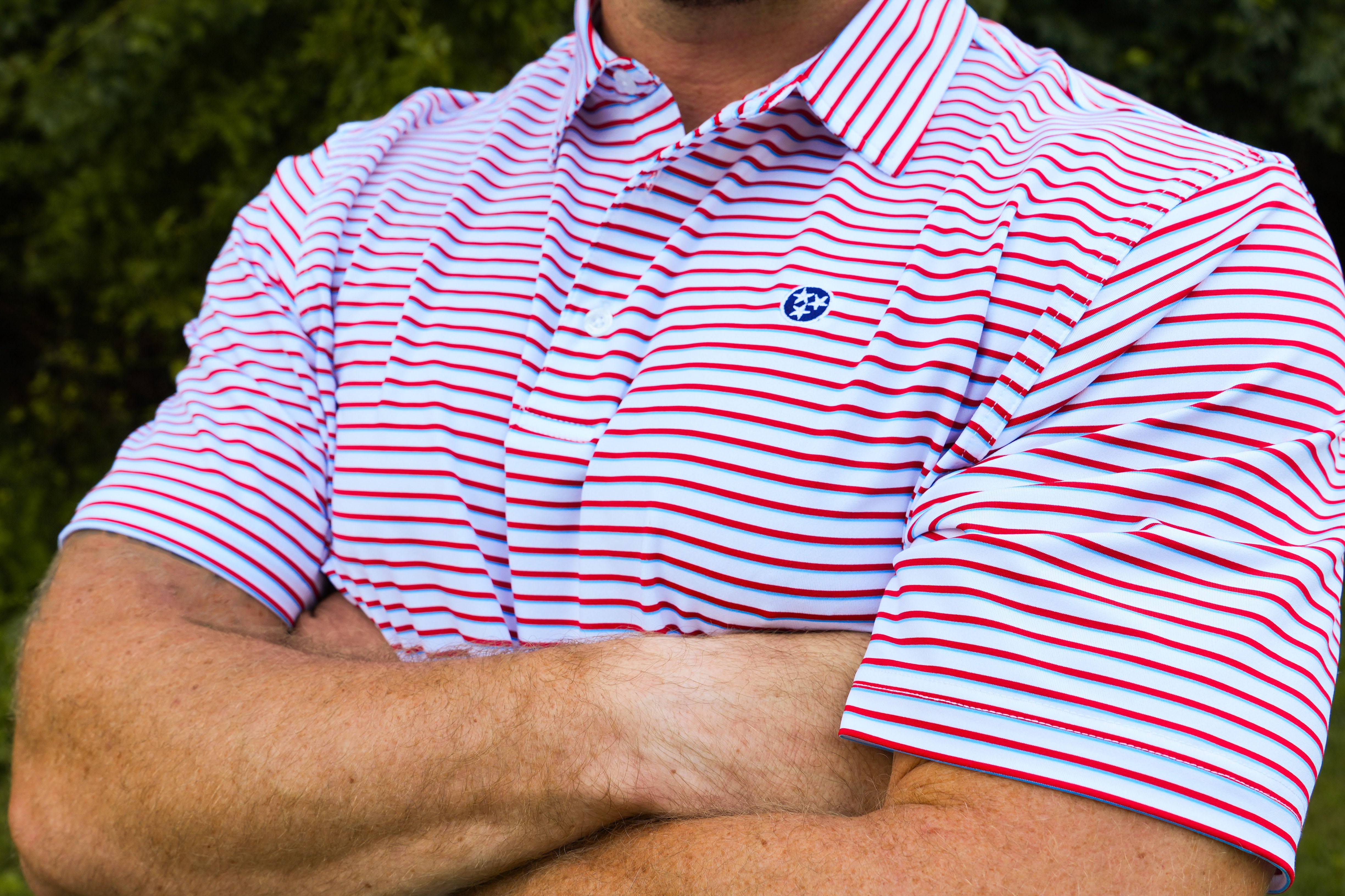 Tennessee State Tristar Premier Stripe Polo by Volunteer Traditions