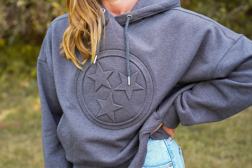 Tristar Embossed Cropped Hoodie