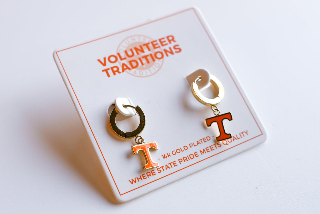 Power T Huggie Earrings