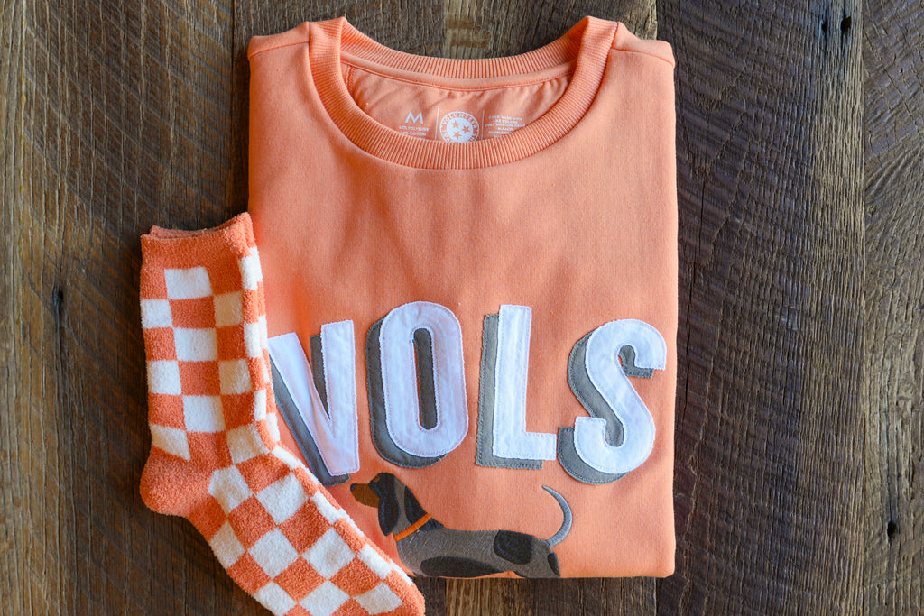 Bluetick Vols Relaxed Crew + Fuzzy Sock Bundle