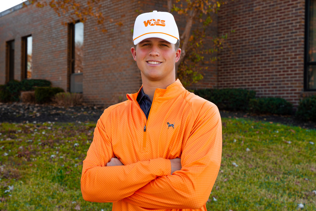 Orange Bluetick Checkerboard Club Pullover