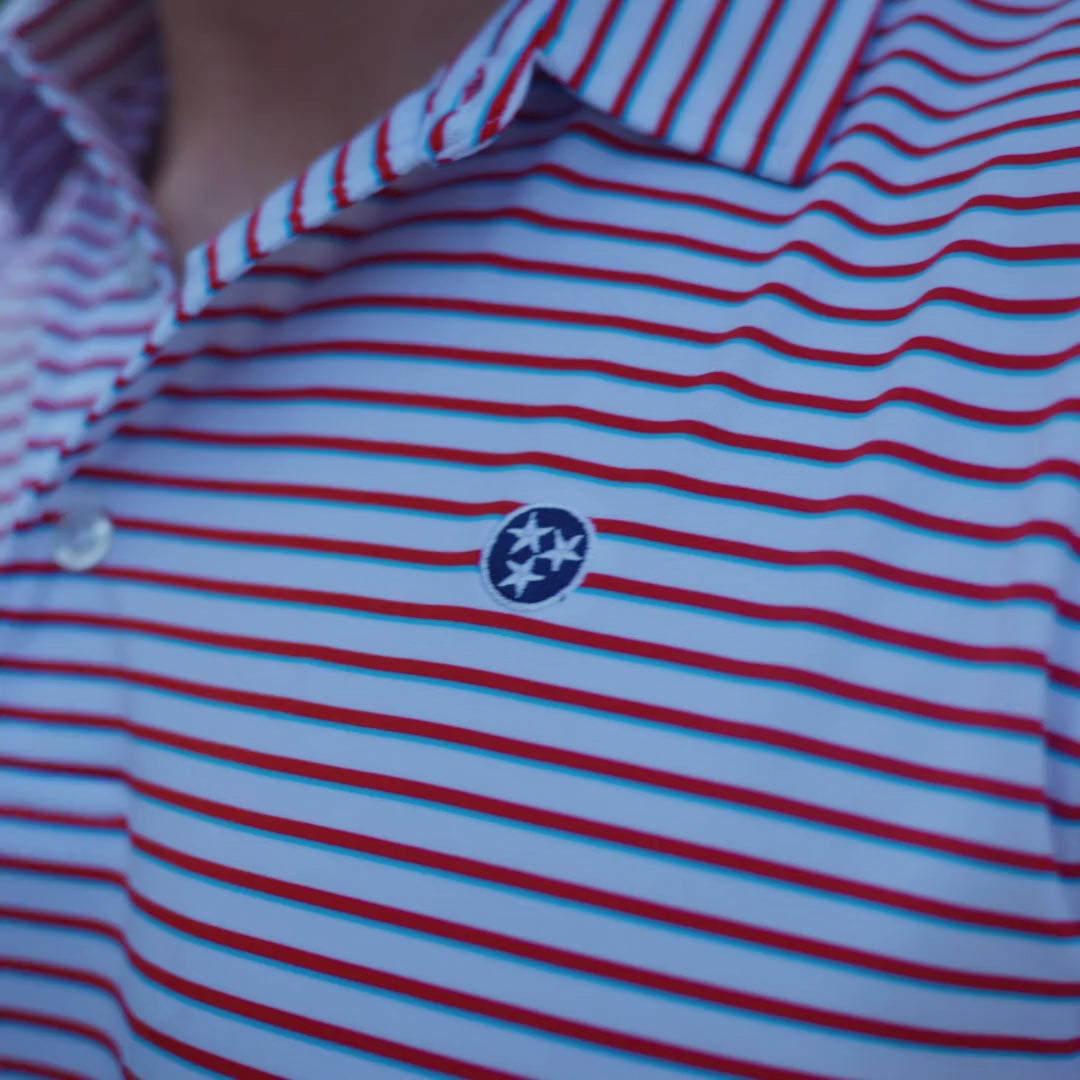Tennessee State Tristar Premier Stripe Polo by Volunteer Traditions