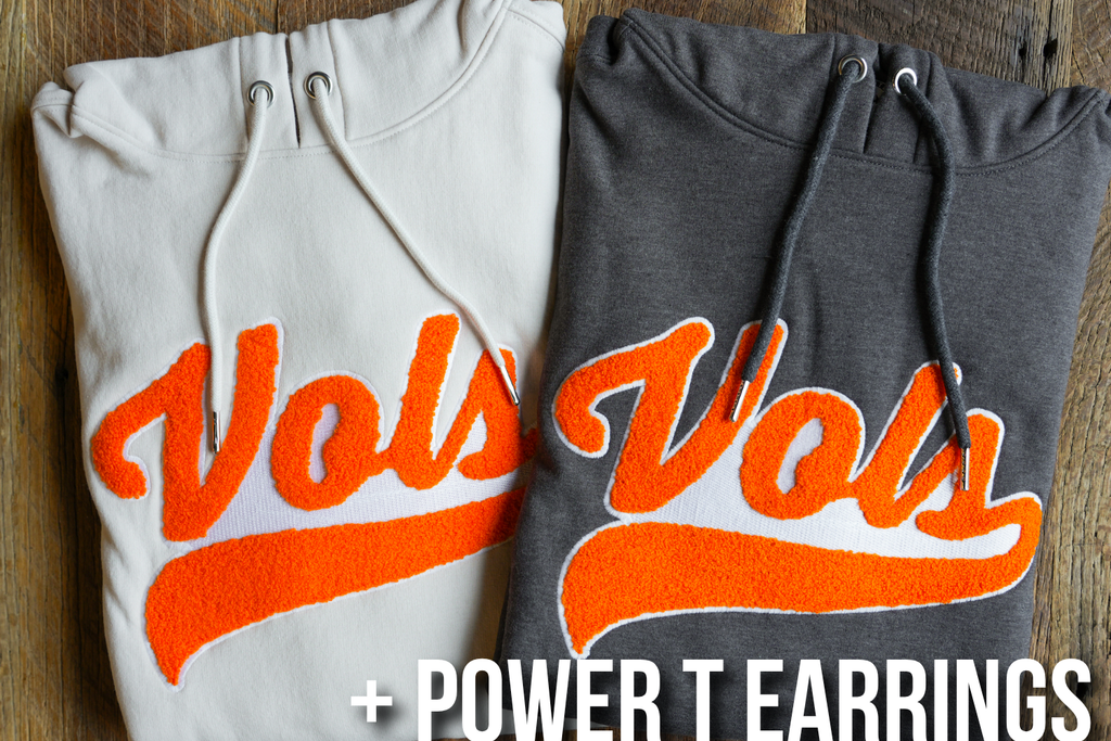 Script Vols Chenille Cropped Hoodie + Earrings Bundle