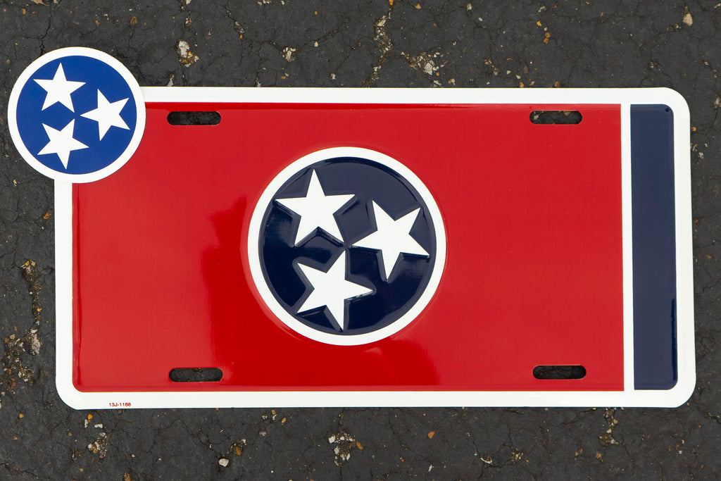Red Tennessee State Flag License Plate